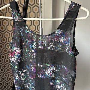 Sheer black floral crop
